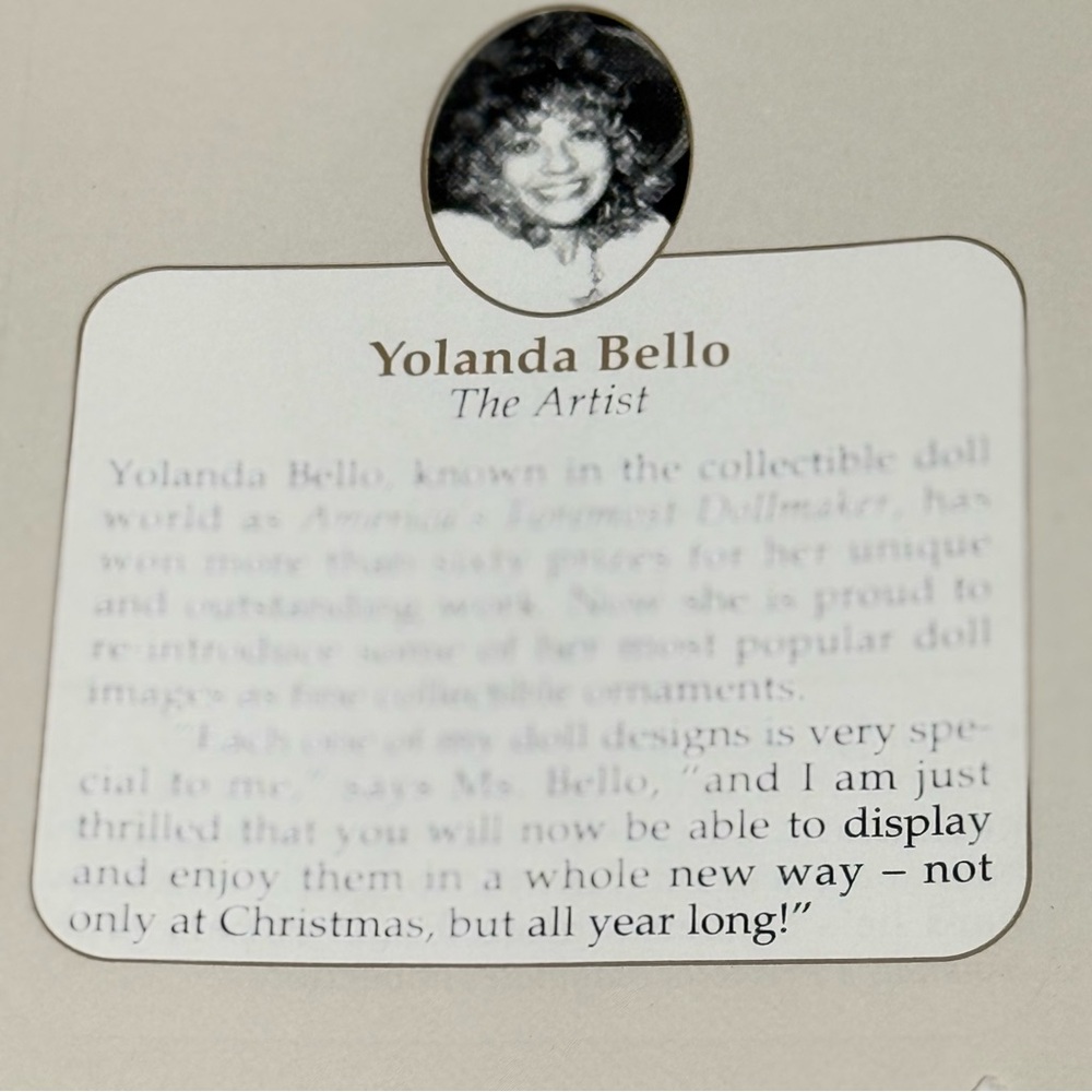 Ashton-Drake Heirloom Ornaments "Silent Night" "Suzanne" "Paul" by Yolanda Bello - Picture 6 of 10
